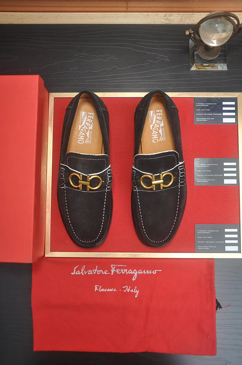 Men's shoes 💰440💶[Ferragamo/Ferragamo] The latest model in the counter. Original imported high-quality cowhide with open sides + imported 🐂 water-dyed cowhide lining + original luxury metal buckle + original combined outsole. No pressure for comparison. 38--45 (45 is custom-made and cannot be returned or exchanged)